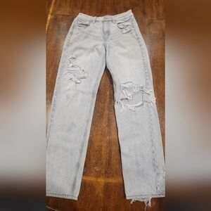 American Eagle Distressed Light Gray Women's Jeans
